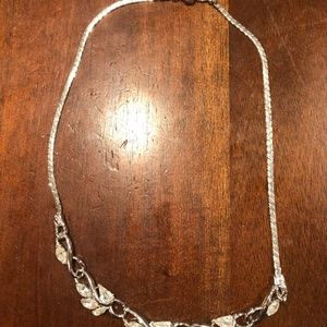 Vintage Trifari Rhinestone Collar Necklace, Silver Tone